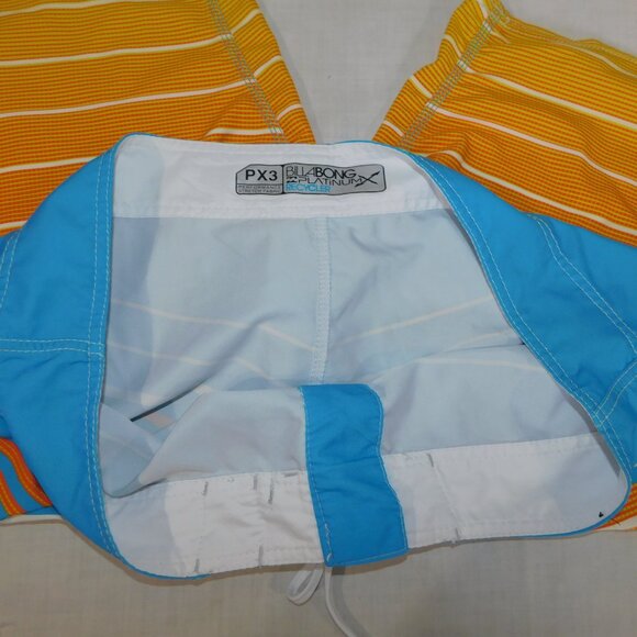 Billabong Platinum X Recycler Mens 38 Orange Blue Striped Unlined Board Shorts - Picture 5 of 14